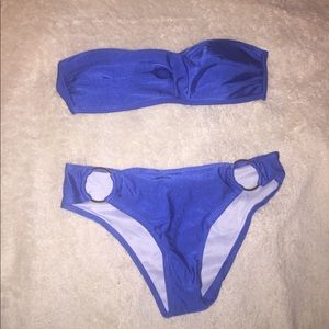 Blue Padded Strapless Bikini